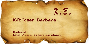 Kácser Barbara névjegykártya