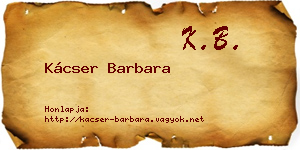 Kácser Barbara névjegykártya